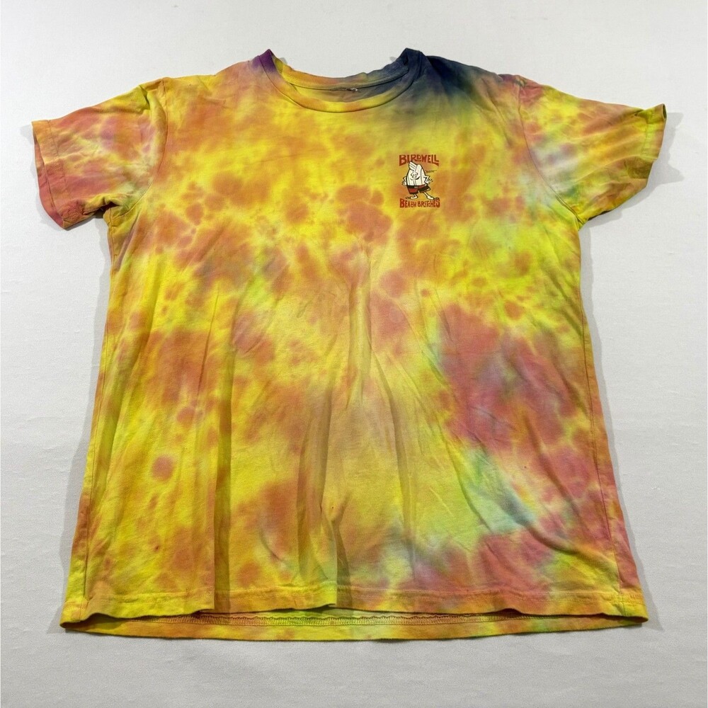 Birdwell Beach Britches Tie Dye T-Shirt Yellow Cotton Graphic Print Tee Sz M USA
